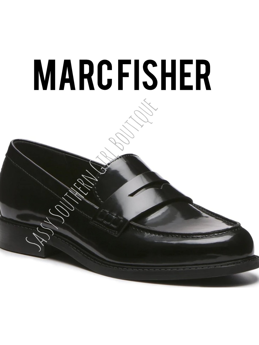 🆕⭐Marc Fisher Womens Black Patent Penny Loafers